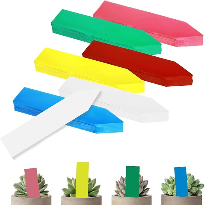 BEADNOVA Plant Labels 150pcs Plant Tags Multicolor Identification Stakes Plastic Labels for Pots Garden (4 Inch, 6 Colors)
