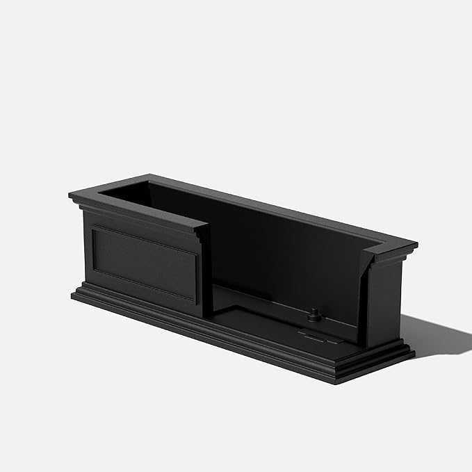 Veradek Brixton Window Box Plastic Planter - Large Rectangular Planter for Outdoor Balcony/Windowsill | Crack-Resistant All-Weather | Classic Estate Design for Flowers, Herbs, Succulents