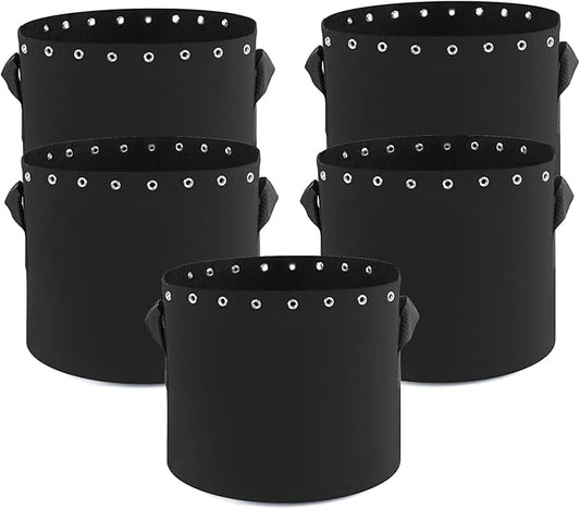 15 Gallon Plant Grow Bags 5-Packs with Holes,Thichkened Non-Woven Aeration Fabric Pots with Handles - Reinforced Weight Capacity