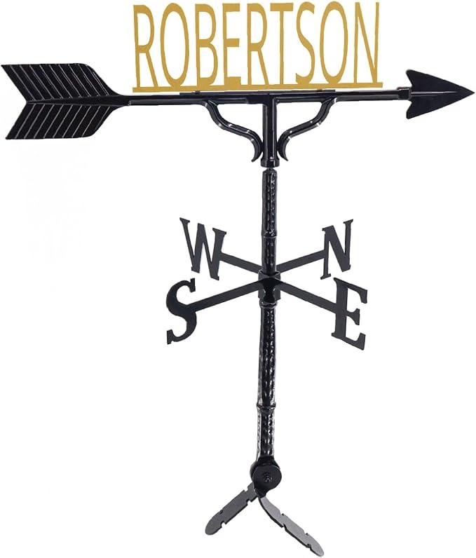 Montague Metal Products - Custom Name Weathervane - 13 Ornament Colors Available - Roof Mount Included - Metal Wind Vane - Made in The USA