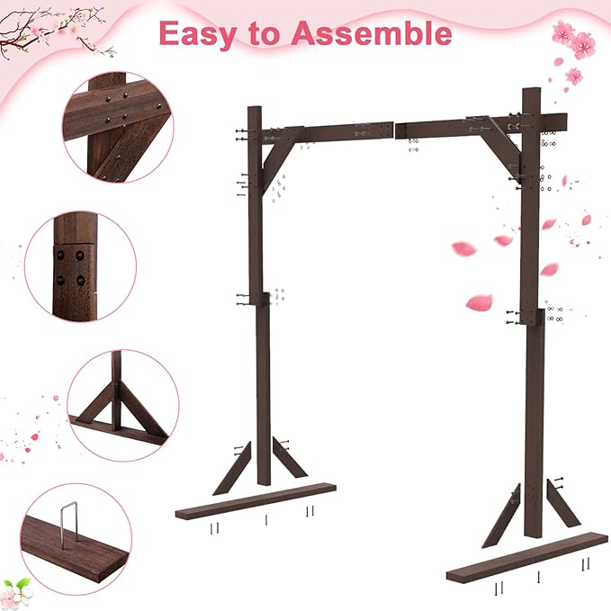 Wooden Square Wedding Arch, 7.48FT Wood Arch Backdrop Stand, Wedding Arbor, Reusable