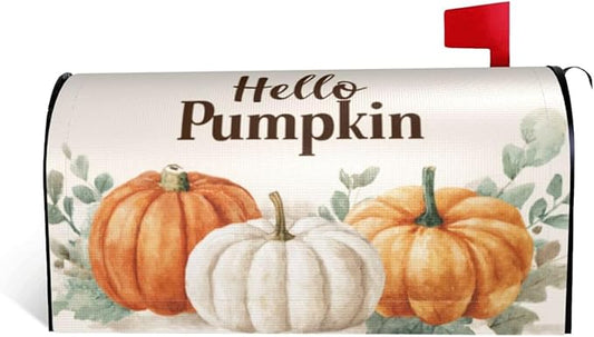 Festive Magnetic Mailbox Cover Pumpkin Thanksgiving Fall Outdoor Mailbox Protector Holiday Seasonal Decorative Garden Yard Home Standard Size 21 x 18 Inch