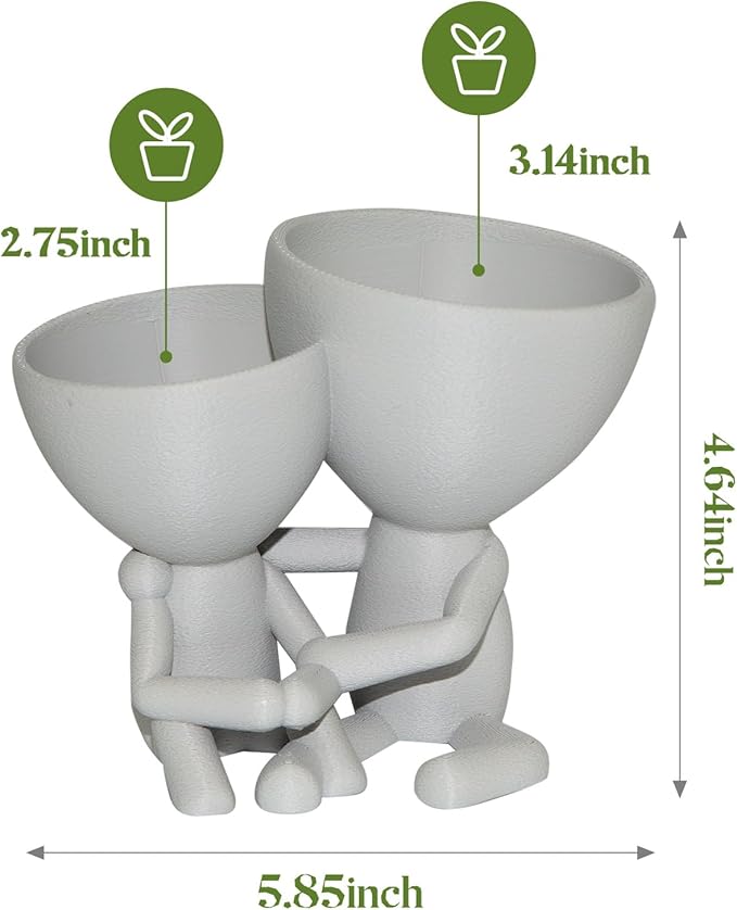 Mother and Child Flower Pot, 3.14" Flower Pot & 2.75" Small Succulent Pot, Mom Gifts from Son & Daughter, Indoor Small Planters Cute Cactus for Home Decor and Office Desk Decoration
