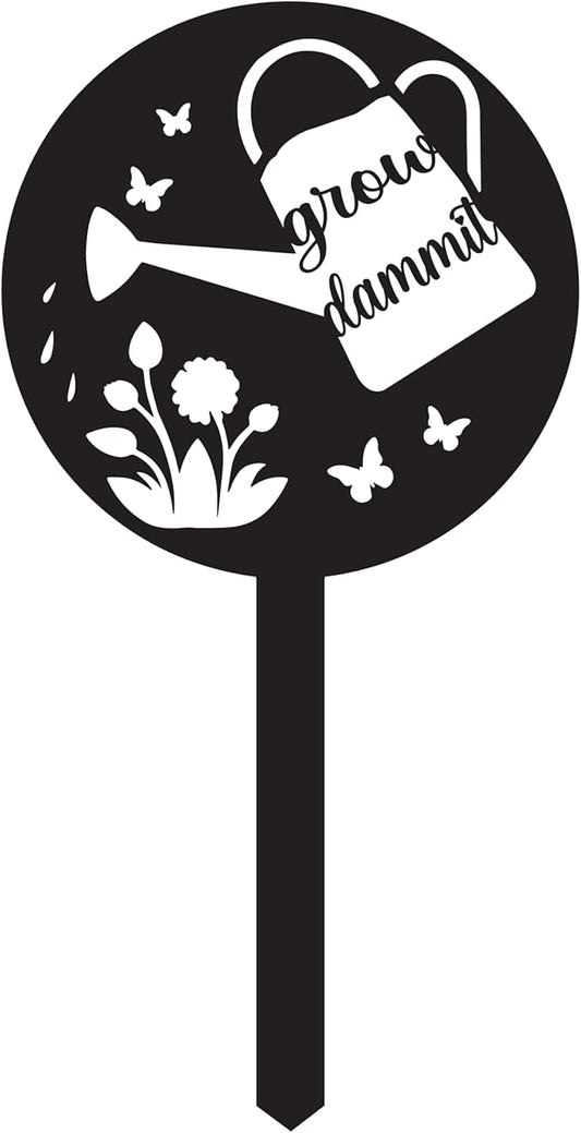 Grow Dammit Funny Garden Signs, Unique Outside Gardening Decor Outdoor, Flower Vegetable Garden Plant Accessories, Fun Gardening Gifts for Women Men Mom Gardeners Who Love Plants