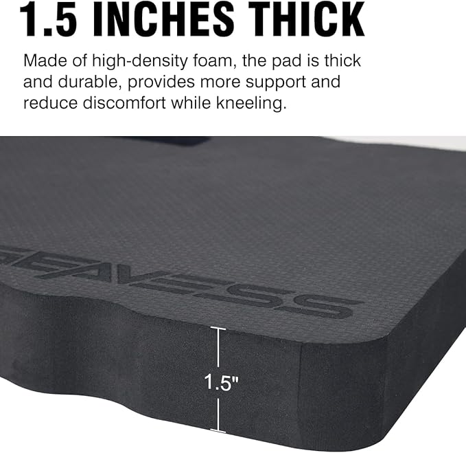 1.5" Extra Thick Kneeling Pad Mechanic Mat with Handle, Soft Foam Knee Cushion for Gardening, Garage Work, Workshop Repairing, Yardwork (18" x 11", Black)