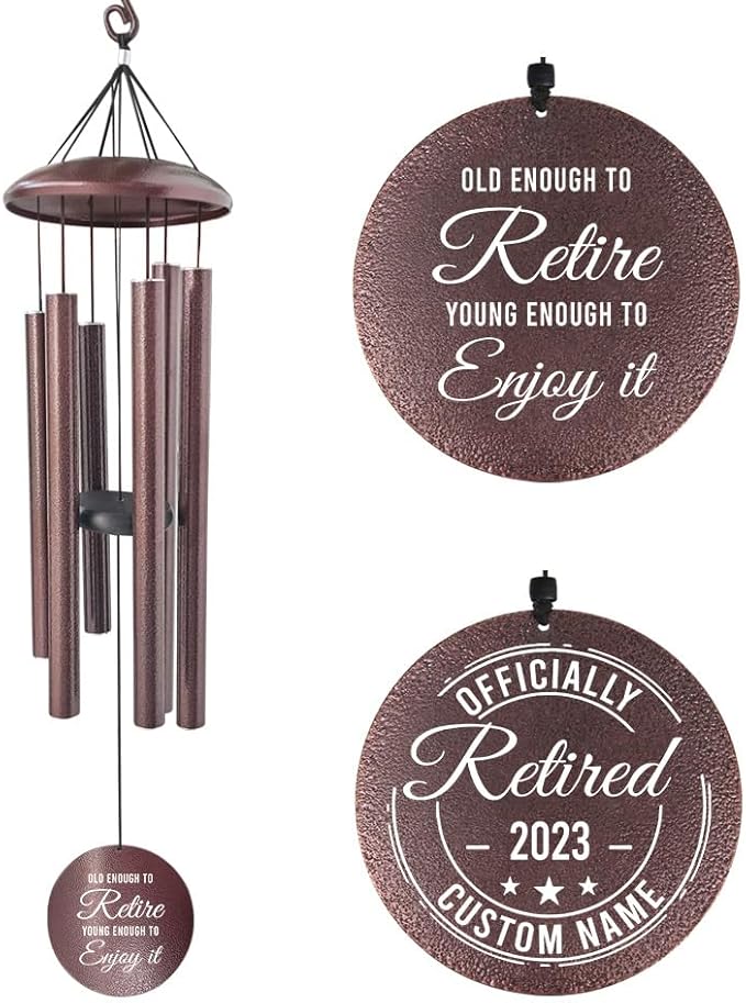 Personalized Wind Chimes Retirement, Retirement Gifts Celebrate Retire, Customized Congratulations Metal Wind Chimes for Parnents/Mom/Dad 36inch (Produced in USA)