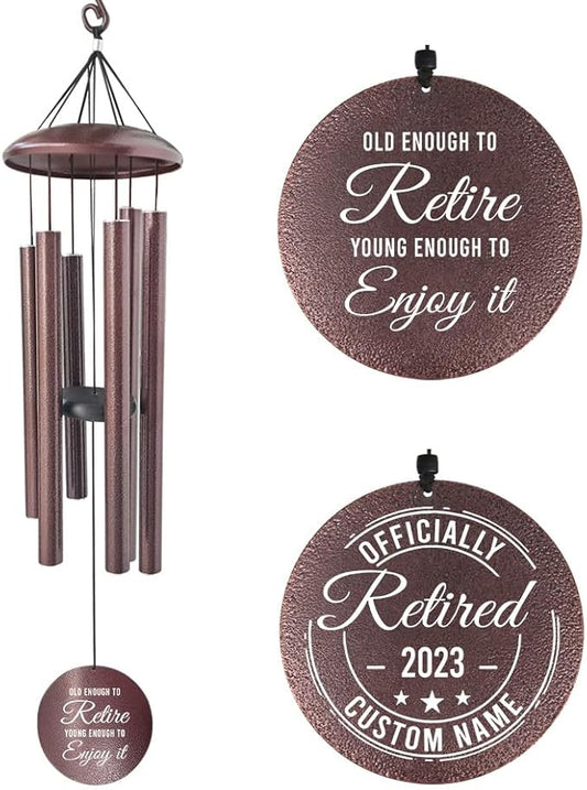 Personalized Wind Chimes Retirement, Retirement Gifts Celebrate Retire, Customized Congratulations Metal Wind Chimes for Parnents/Mom/Dad 36inch (Produced in USA)