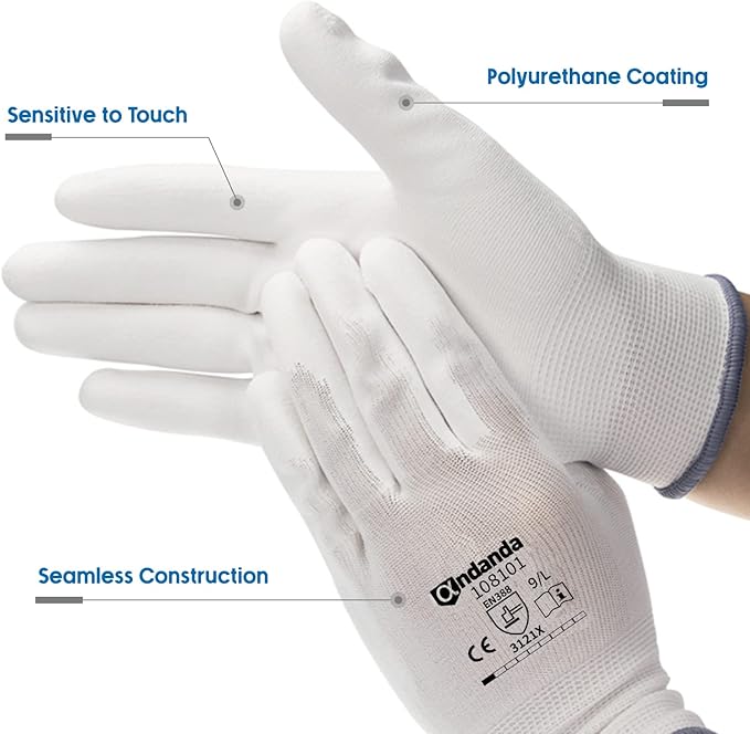ANDANDA Multi-Package Safety Work Gloves, Seamless Knit Work Gloves with PU Coated, Ideal Work Gloves Men for General Work