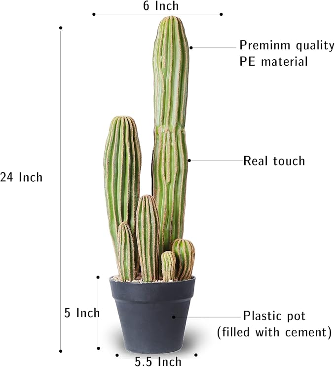 Artificial Cactus Fake Big Cactus 24 Inch Faux Cacti Plants for Home Garden Office Store Decoration