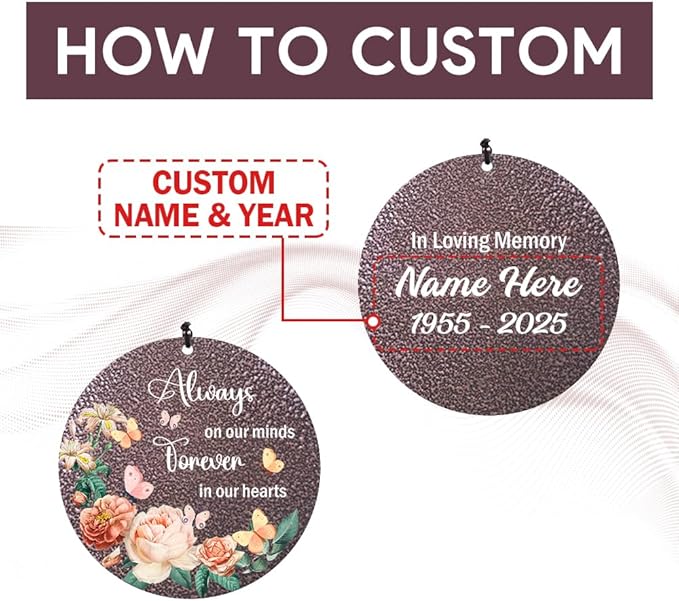 Personalized Memorial Wind Chime, Metal Wind Chime Deep Tone, Wind Chimes for Loss of Loved One, Commemorative Sympathy Bereavement Gifts, Decorative Wind Chimes Outdoor, Product in USA