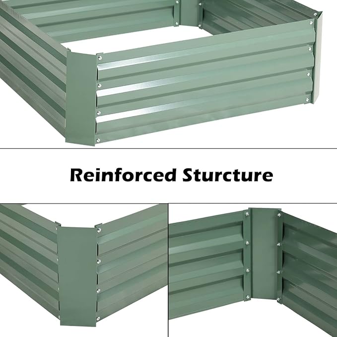 Aoodor 3 x 3 x 1 ft Outdoor Raised Garden Bed, Reinforced Galvanized Steel Planter Box for Vegetables, Flowers, and Fruits, Set of 2