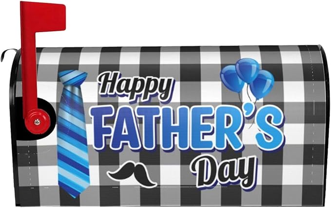 Happy Father's Day Mailbox Covers, Black Buffalo Plaid Outdoor Magnetic Mailbox Cover, Best Dad Ever 21 x 18 in Mail Box Covers for Garden Yard Decor