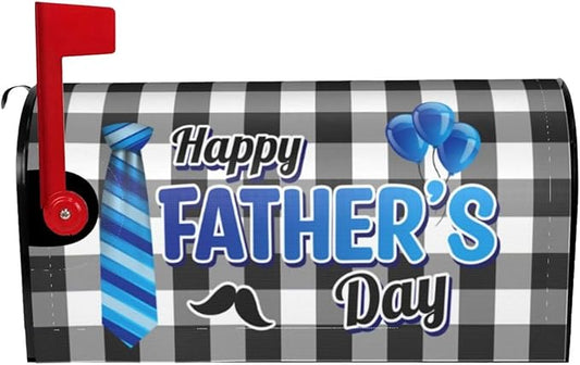 Happy Father's Day Mailbox Covers, Black Buffalo Plaid Outdoor Magnetic Mailbox Cover, Best Dad Ever 21 x 18 in Mail Box Covers for Garden Yard Decor