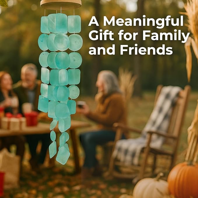 Solange & Frances Turquoise Wind Chimes for Outside Garden Decor and Patio Decor - Elegant White Elephant Gifts, Unique Gift for Women, Gifts for Grandma