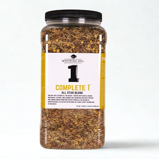 Complete 1 Food Plot Seed Mix for Deer, 1/4 Acre or 1 Acre, One Mix Covers All The Bases, Cereal Grains, Brassicas, Clovers, Legumes, Early Season Blend