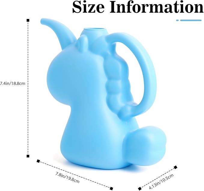 XXXFLOWER Unicorns Indoor Watering Can, 1 L Cute Animal Water Cans, Novelty Unicorns Shape Watering Pot for Office House Indoor Garden（Blue）