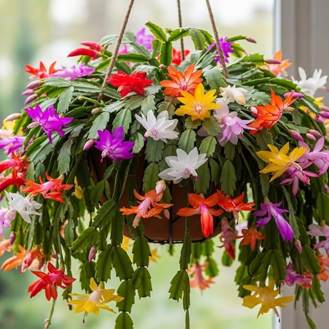 2 Random Christmas Cactus Plants Live, True Thanksgiving Cactus Live Size 6-9" Inches Tall, Ready to Blooms, Holiday Houseplant, Cold Hardy, Bloom in Winter