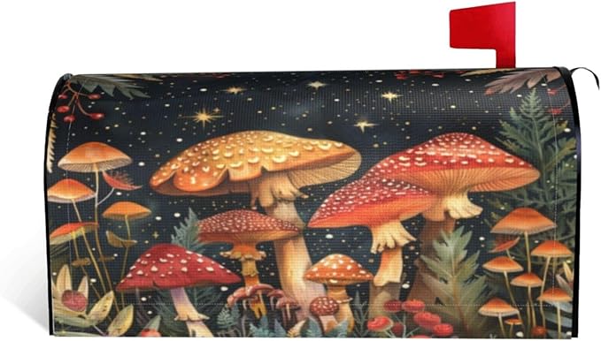DADABULIU Mailbox Covers Mushroom Forest Vintage Magnetic Letter Post Box Cover Standard Size 21 x 18 Inch Garden Yard Home Decorative