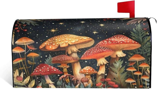 DADABULIU Mailbox Covers Mushroom Forest Vintage Magnetic Letter Post Box Cover Standard Size 25.5 x 21 Inch Garden Yard Home Decorative