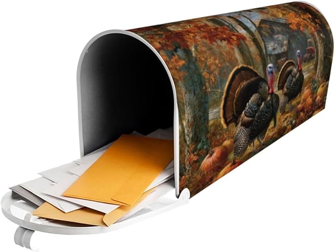 Thanksgiving Turkey Mailbox Covers Magnetic Letterbox Covers 21x18 Inch for Garden Outdoor Decoration