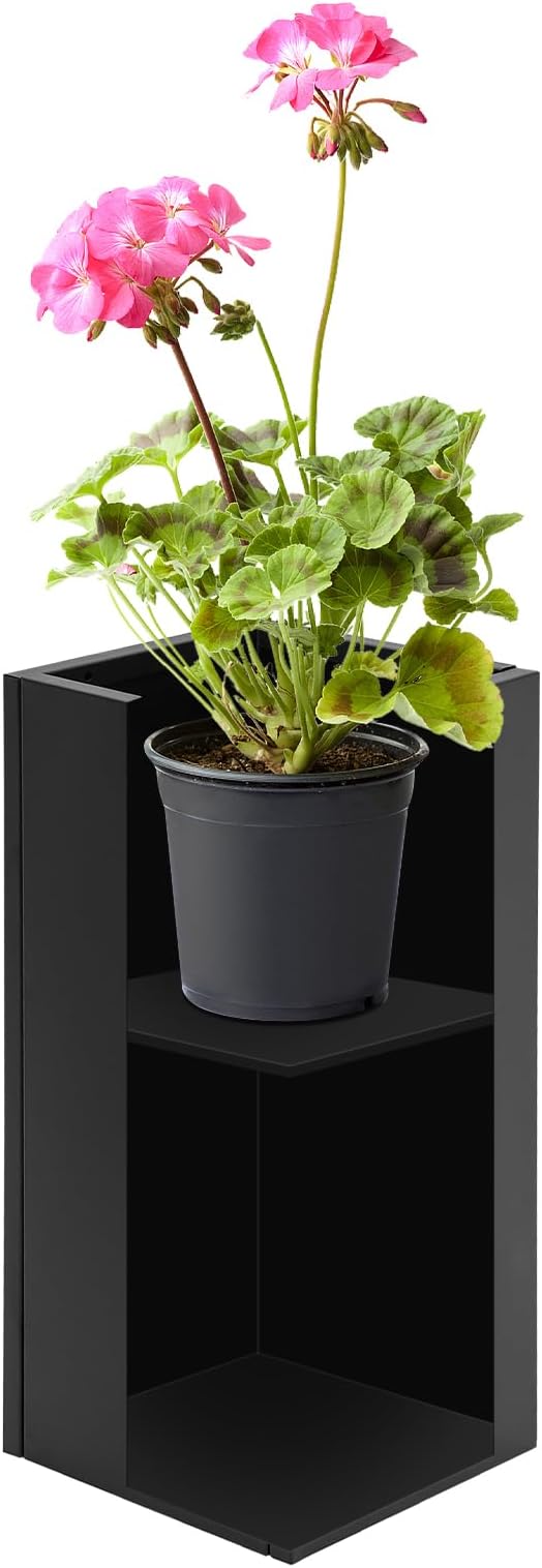 Metallic Heavy Outdoor/Indoor Planter Box, Seamless Large Metal Planter for Tall Trees, Plants, Flowers, No Assembly Required (Black, 14 * 14 * 30 inch)