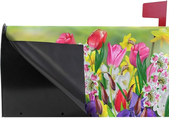 WOOR Spring Flowers Daffodils and Tulips Magnetic Mailbox Cover Oversized-20.8"x 25.5"