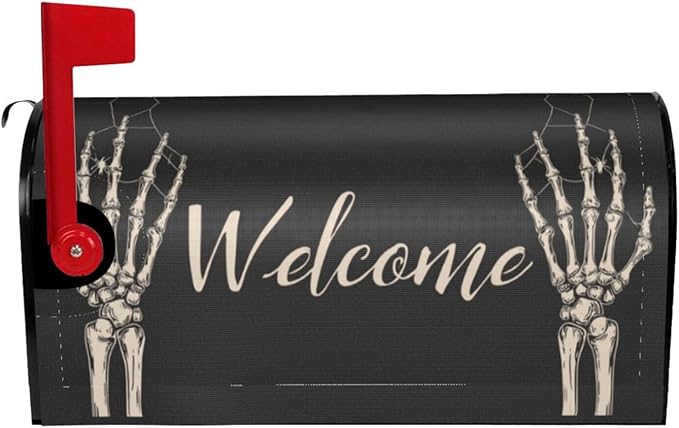 Halloween Skull Mailbox Covers Magnetic Letterbox Covers 21x18 Inch for Garden Outdoor Decoration