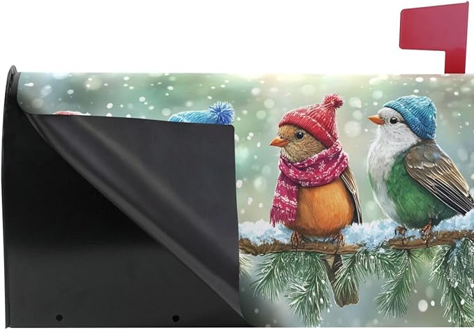 ALAZA Winter Birds on Snowy Pine02 Magnetic Mailbox Cover MailWraps Garden Yard Home Decor for Outside Standard Size-18"x 20.8"
