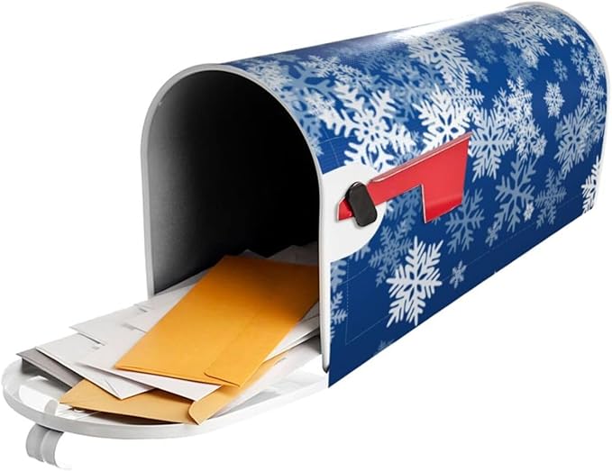 DADABULIU Mailbox Covers Snowflake Blue Winter Christmas Magnetic Letter Post Box Cover Standard Size 21 x 18 Inch Garden Yard Home Decorative