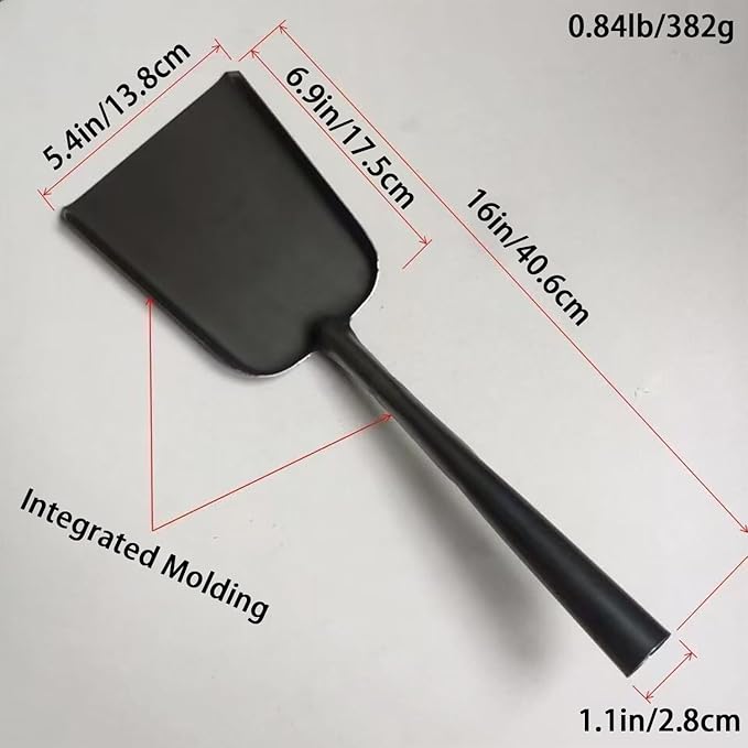 Fireplace Shovel Ash Shovel for Fire Pit Heat Resistant Fireplace Scoop Garden Shovel (Black - XL)