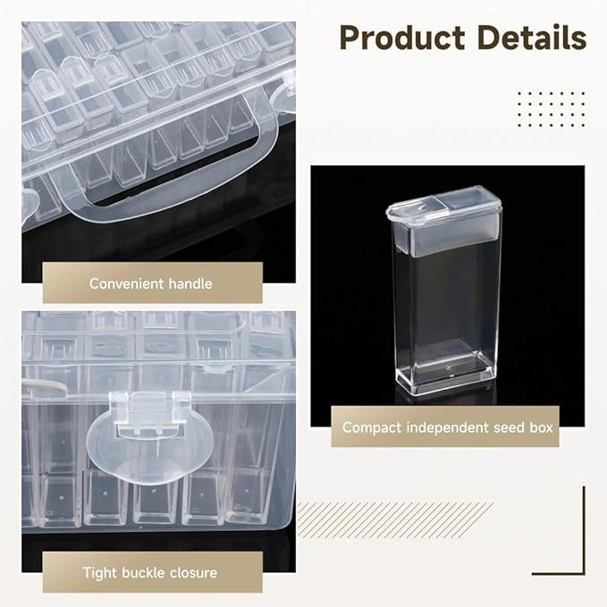 64-Box Seed Container With Transparent Case, Seed Storage With Label Stickers, Handy Organizer For Flower And Plant Seeds