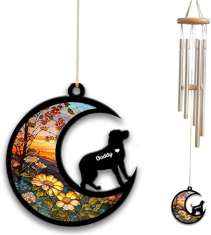 Greater Swiss Mountain Sun Catcher Wind Chime, Custom Sunflower Suncatcher Dog Memorial Wind Chime, Dog Loss Gift, Dog Sympathy Gift, Pet Loss Suncatcher, Outdoor Garden Decor