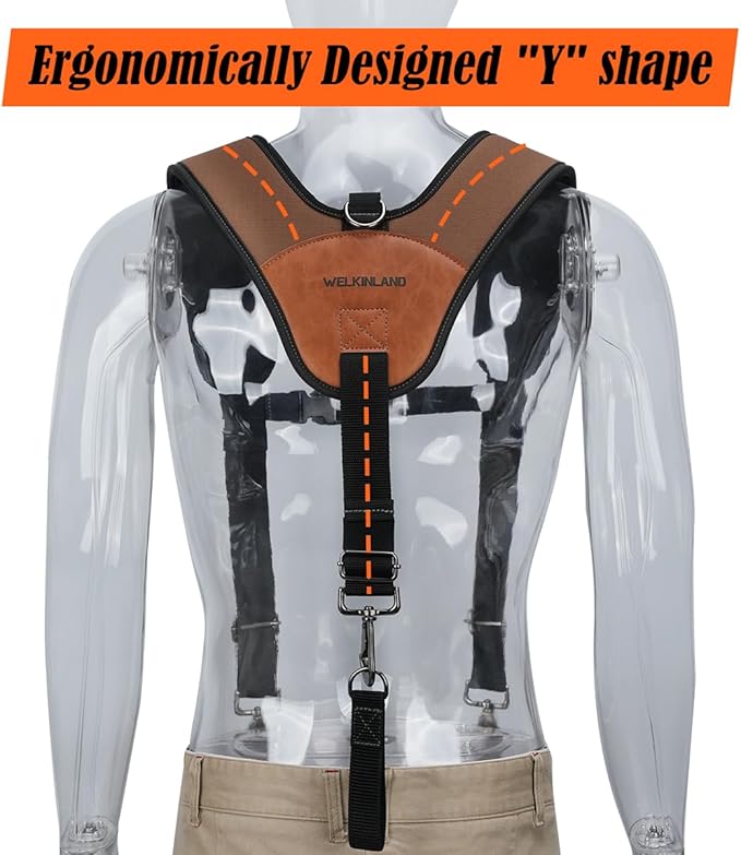 WELKINLAND Heavy Duty Tool Belt Suspender, Comfy Padded Tool Belt Suspenders, RipStop Construction Tool Belts Suspender, Fully-Adjustable Tool Belts Suspenders For Men, Carpenter Belt Suspender
