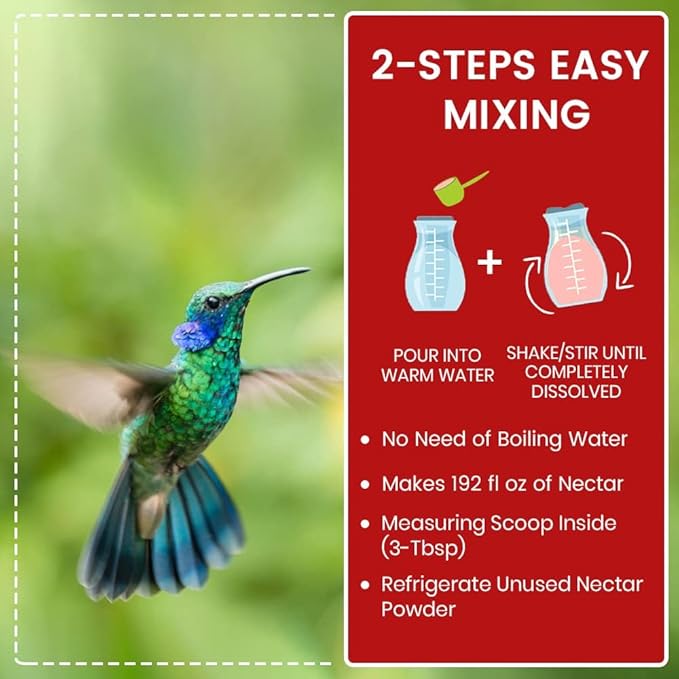 Happy Wings 2 lb (32 Ounce) Hummingbird Nectar Powder Concentrate, Natural Red