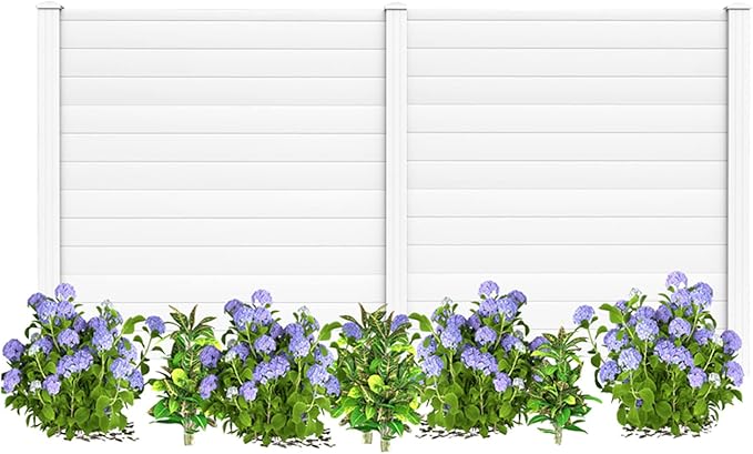 RELAX4LIFE Privacy Fence Screen, PVC Decorative Garden Fence Vinyl Fence Panels W/3 Cuspidal Stakes, Trash Enclosure 48" W x 48" H Air Conditioner Fence for Garden Yard Patio Lawn (1, White)