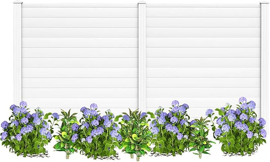 RELAX4LIFE Privacy Fence Screen, PVC Decorative Garden Fence Vinyl Fence Panels W/3 Cuspidal Stakes, Trash Enclosure 48" W x 48" H Air Conditioner Fence for Garden Yard Patio Lawn (1, White)