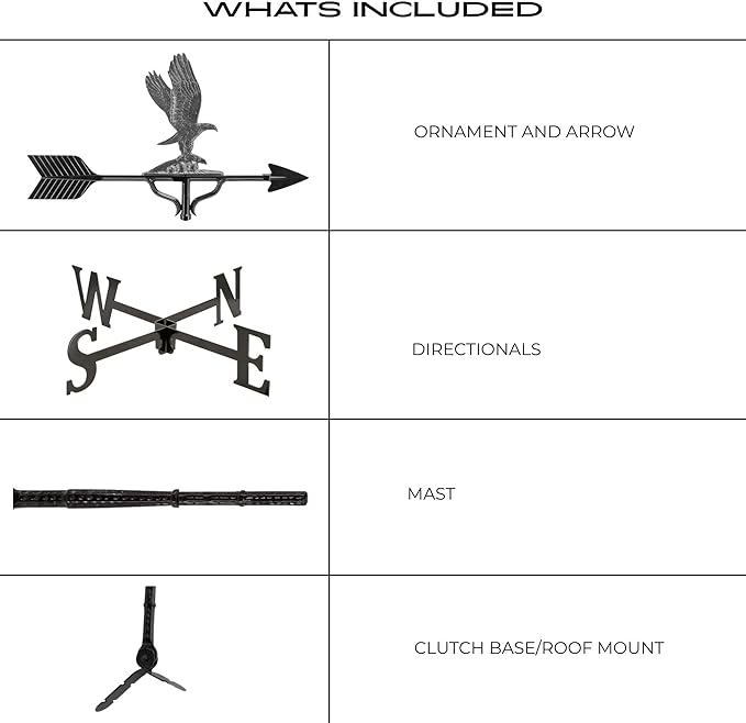 Montague Metal Products 32-Inch Weathervane with Swedish Iron Eagle Ornament