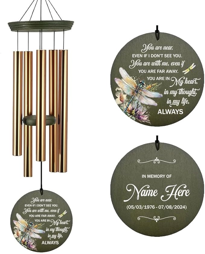 Personalized Memorial Wind Chimes, for Loss of Mom, Wind Chime Loss Loved One, in Loving Memory Personalized Wind Chime, Bereavement/Sympathy/Memorial Gifts for Remembrance, Product in USA