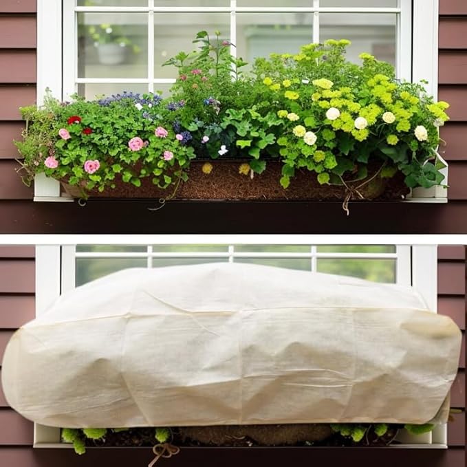 Plant Cover Freeze Protection, Winter Plant Covers, Plant Frost Cover, Tree Plant Freeze Protection Covers, Planter Plant Winter Frost Blanket with Zip Drawstring,2 Pack (39.3x17.7x15.7INCH)