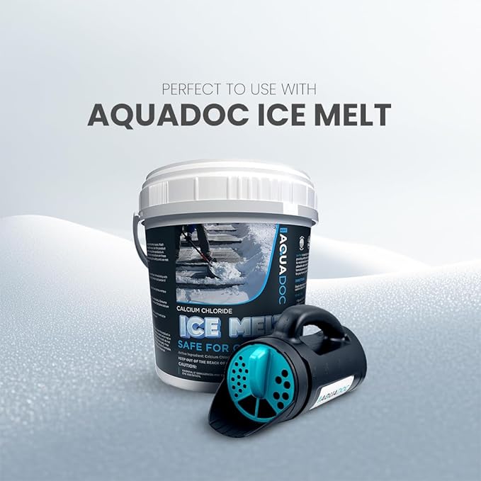 AquaDoc Ice Melt Hand Spreader for Snow Salt, Fertilizer, Grass Seed Shaker - Multi-use Hand Held Salt Spreader for Snow with Multiple Size Openings