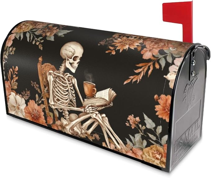 DADABULIU Mailbox Covers Skull Flower Book Boho Magnetic Letter Post Box Cover Standard Size 25.5 x 21 Inch Garden Yard Home Decorative