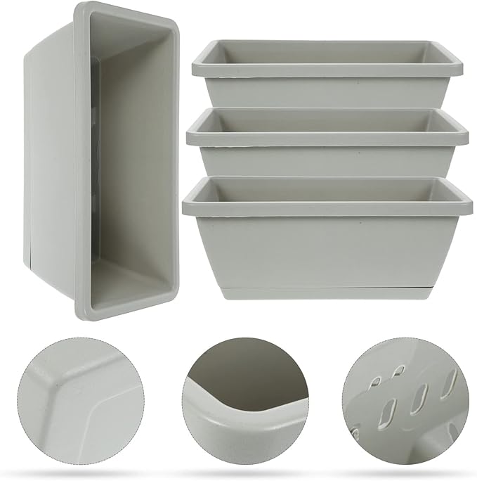 Alipis 4pcs Box Rectangular Pot Large Outdoor Planters Deck Plant Container Pot Outdoor Home Gardening Houseplant s Large Container Flowers Tray Plastic