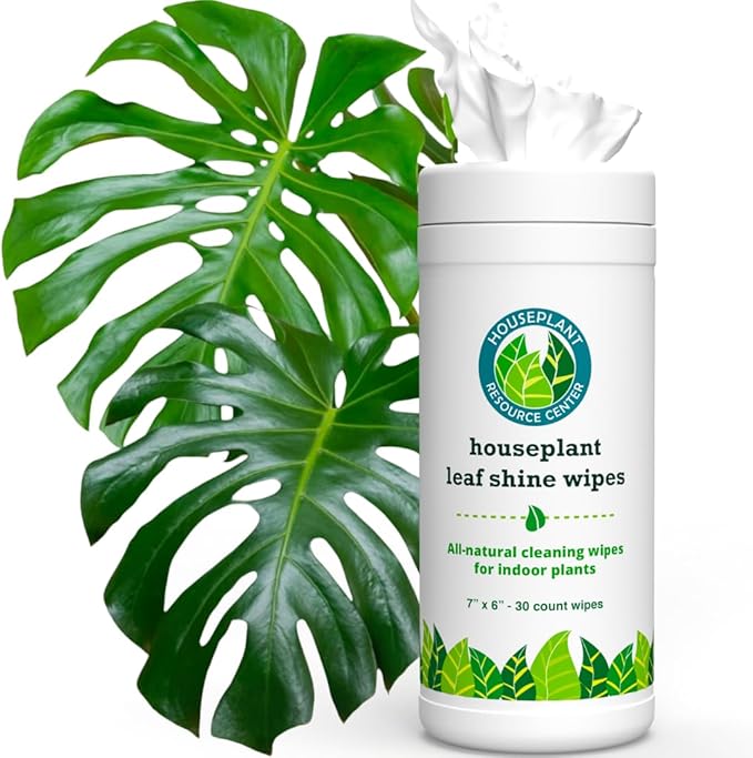 Houseplant Leaf Shine & Cleaner Wipes | Removes Dust, Dirt & Water Spots for Healthier, Glossy Leaves | Easy-to-Use Natural Leaf Cleaning Wipes for Indoor & Outdoor Plants | 30 Count
