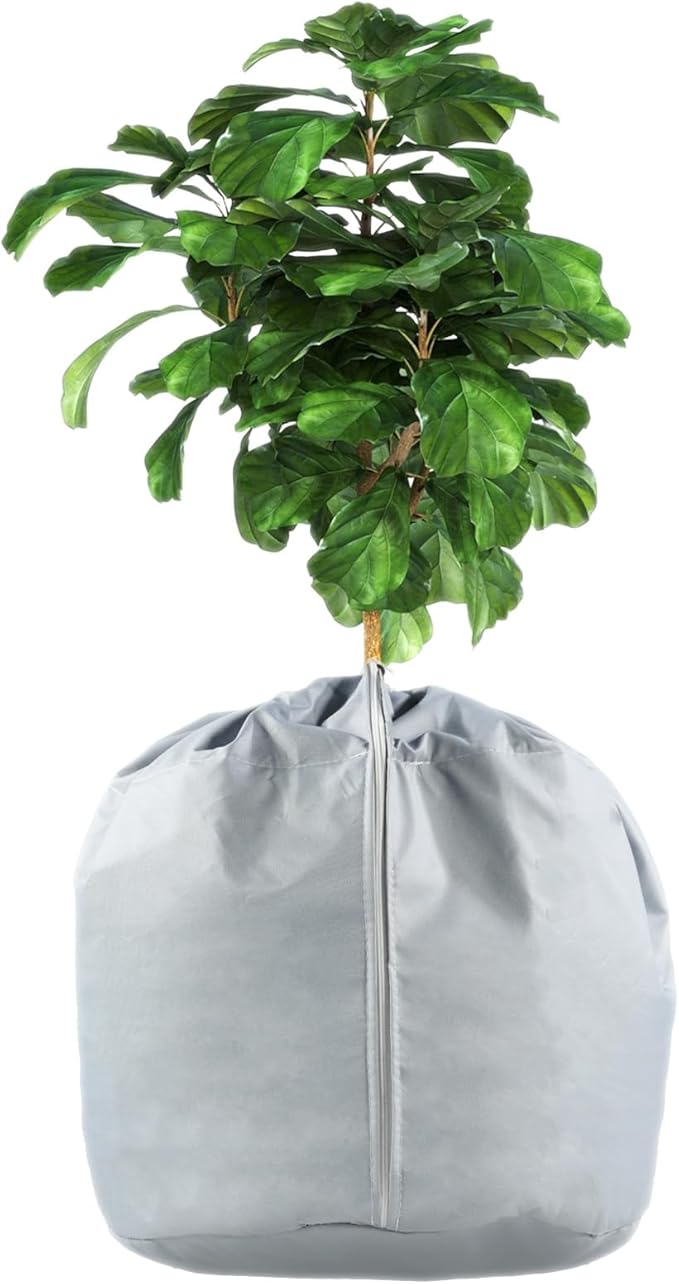 Plant Winter Protection Pot for Winter - Anti-Frost Winter Pot Plant Cover with Drawstring and Zipper,17.7" x 19.7" Plant Pot Frost Protection Bag for Winter Outdoor Fruit Trees ,Bonsai plants ,Shrubs