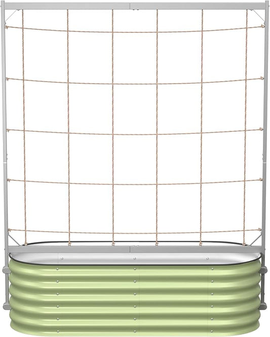 Vego Garden Metal Frame Tomato Trellis, Garden Trellis for Climbing Plants Like Cucumber Beans Tomatoes & Vines, 5.0ft Long Metal Trellis for Raised Garden Beds