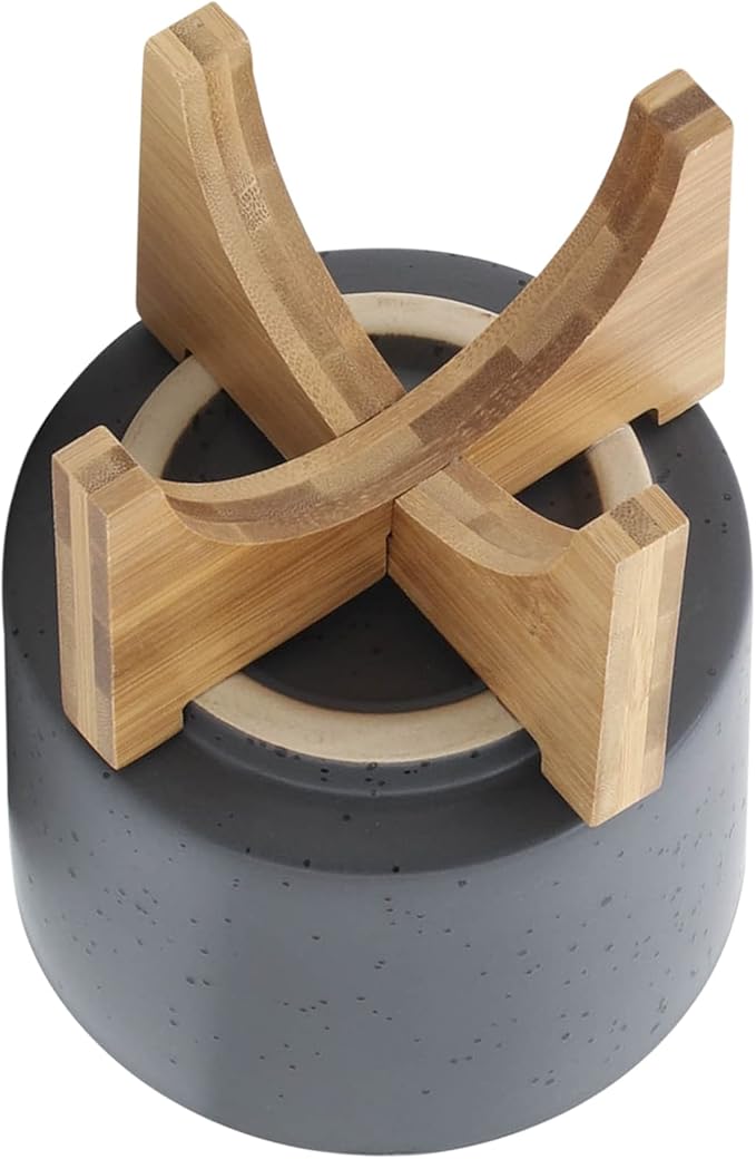 Sagebrook Home Modern Ceramic Planter with Stand - Stoneware Indoor/Outdoor Flower Pot - Minimalist Home & Garden Decor - 7" Gray