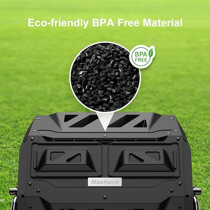 Compost Tumbler Bin Composter Dual Chamber 43 Gallon (Bundled with Pearson's Gardening Gloves)
