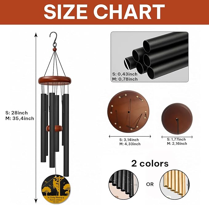 Personalized Lineman Memorial Wind Chime – “in Loving Memory of” Custom Name & Years – Sympathy Gift for Utility Worker Families – Memorial Windchimes for Loss of Loved One – Garden Remembrance Décor