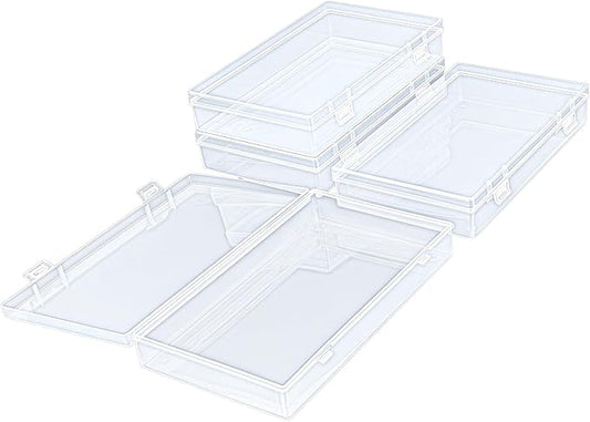4 Pack Rectangular Clear Plastic Storage Containers Box with Hinged Lid for Beads and Other Small Craft Items (7.87 x 4.72 x 1.38 inch)