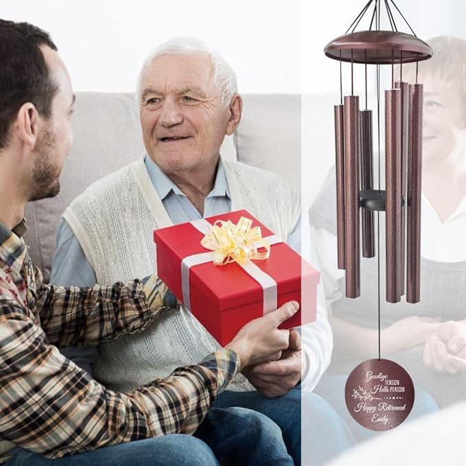 Retirement Wind Chimes Personalized, Happy Retirement Gifts for Woman/Man, Teacher/Worker, Custom Metal Wind Chimes for Parents/Older 36inch (Produced in USA)